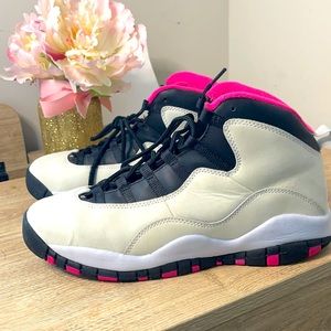 Pink black and white Jordan’s